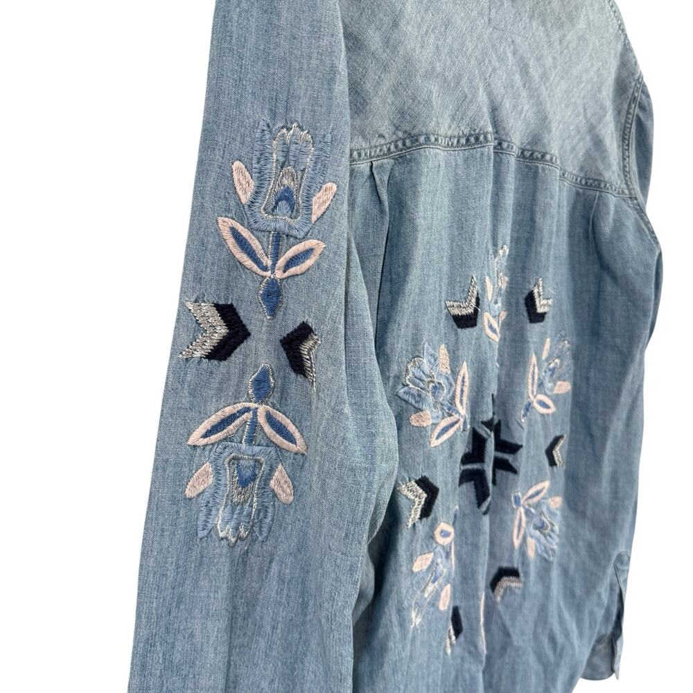 Rails Phoenix Aztec Embroidered Chambray Denim Bu… - image 8